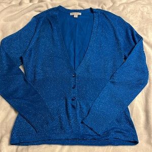 New York & Co Blue Glitter Cardigan Sz M